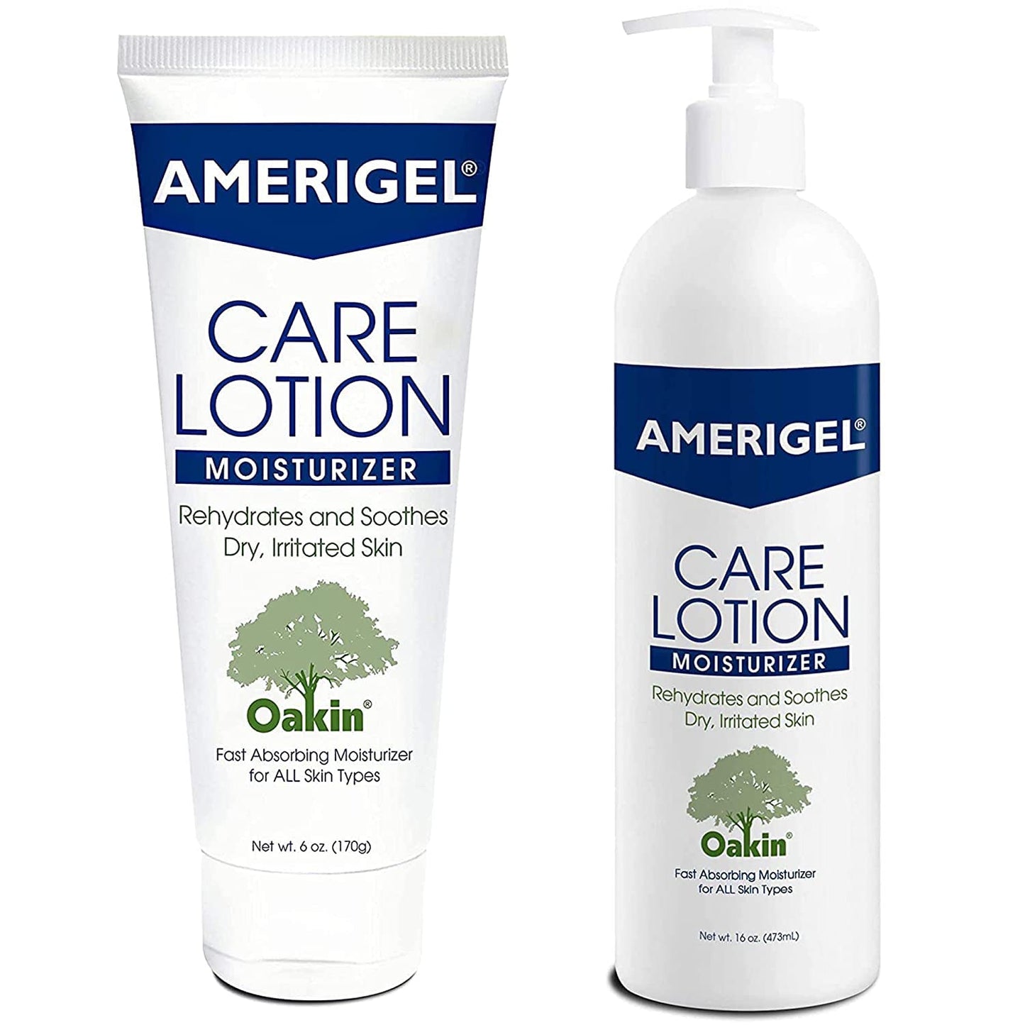 AMERIGEL Care Lotion Bundle - Hypoallergenic Moisturizer (6 oz.) Rehydrates & Soothes Dry Skin - Care Lotion for Diabetic Skin Care (16 oz.) Soothes Irritated Skin
