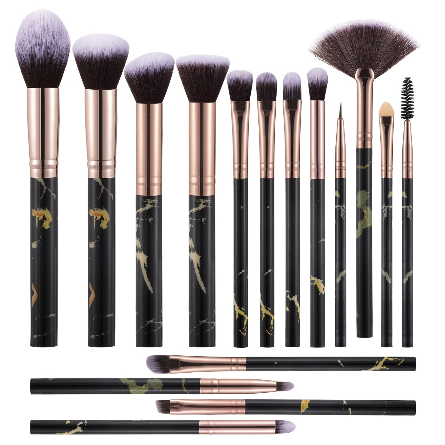 111 Makeup Brushes 16PCs Marble Makeup Brush Set With Case Premium Synthetic Foundation Powder Concealers Blending Eye Shadows Eyelash Eyebrow Face Make Up Brush KitMakeup Starters